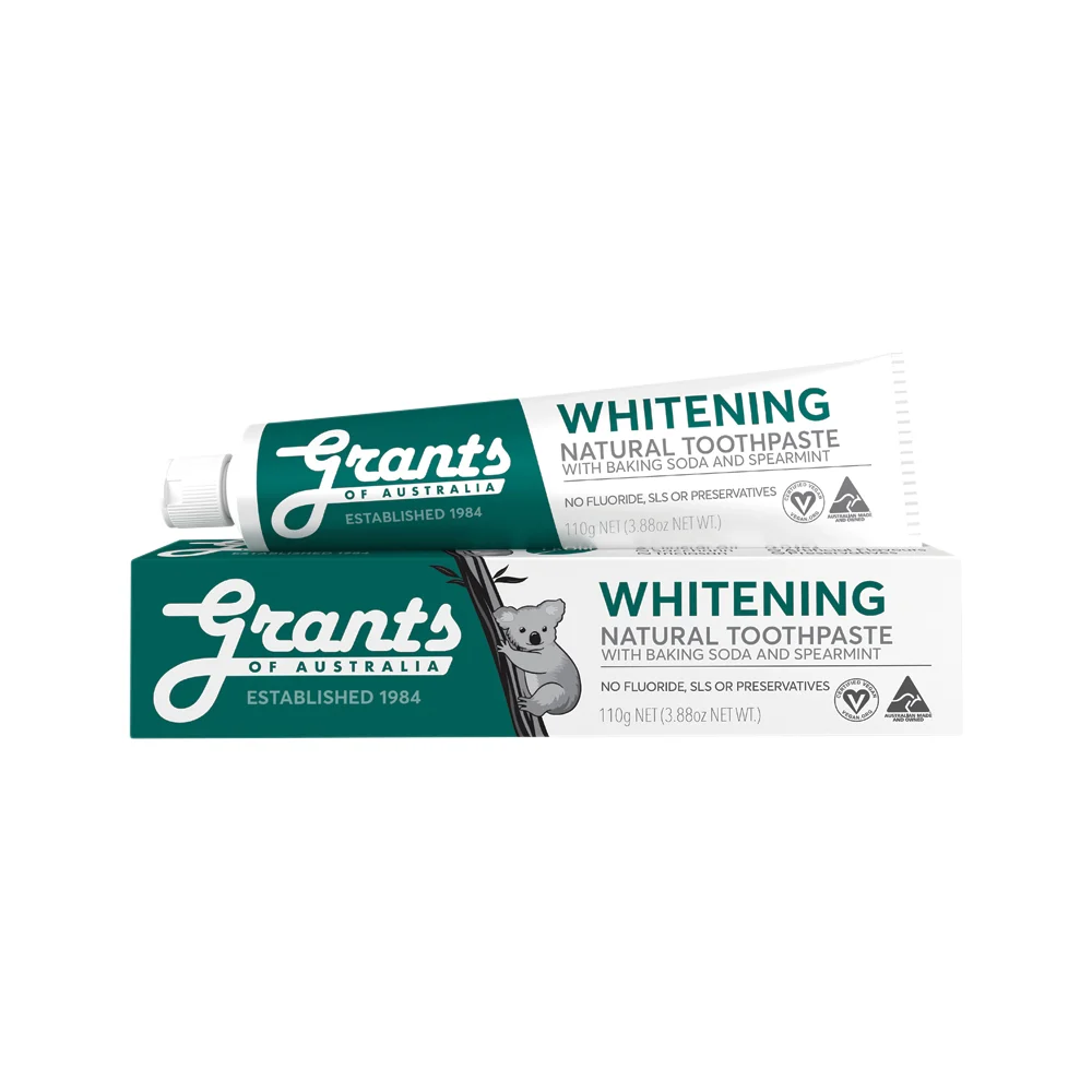 image of Grants Of Australia Natural Toothpaste Whitening with Baking Soda & Spearmint 110g on white background