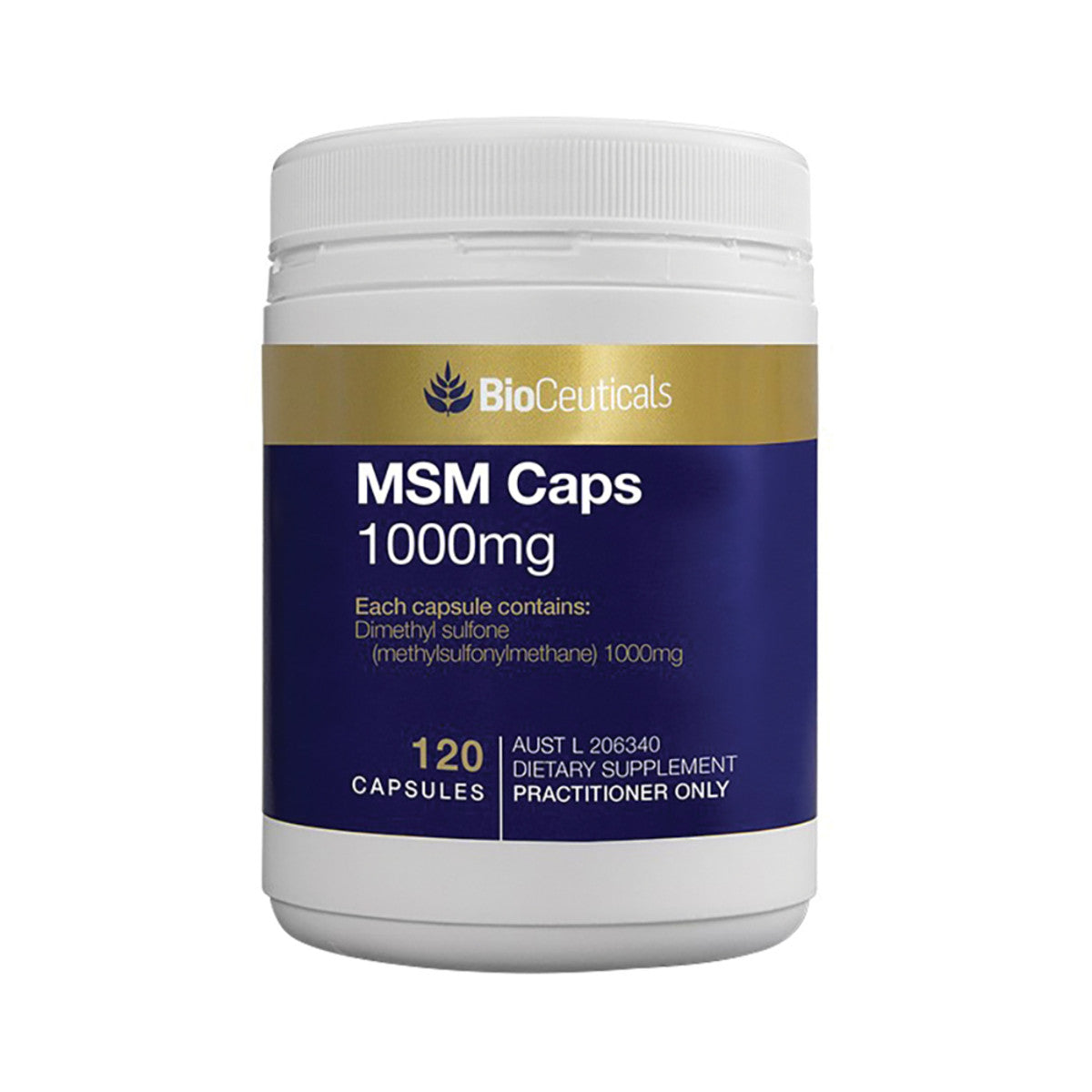 image of BioCeuticals MSM Caps 1000mg 120c on white background