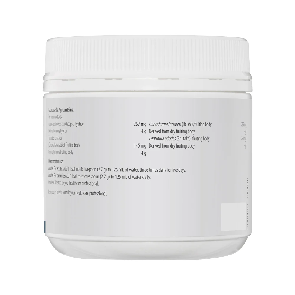 image of Metagenics Super Mushroom Complex Pine Lime Oral Powder 200g on whit background  