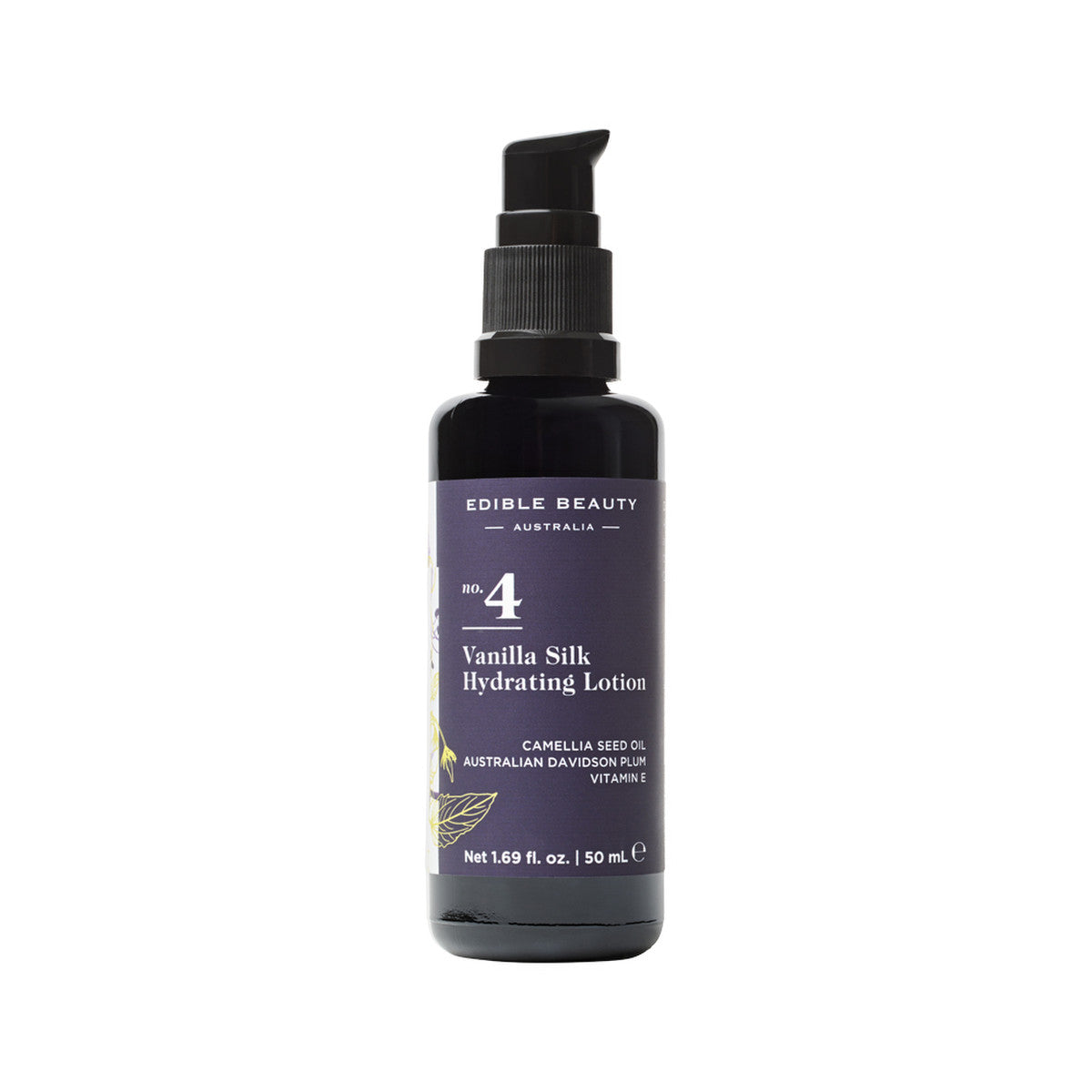 image of Edible Beauty Australia No. 4 Vanilla Silk Hydrating Lotion 50ml on white background