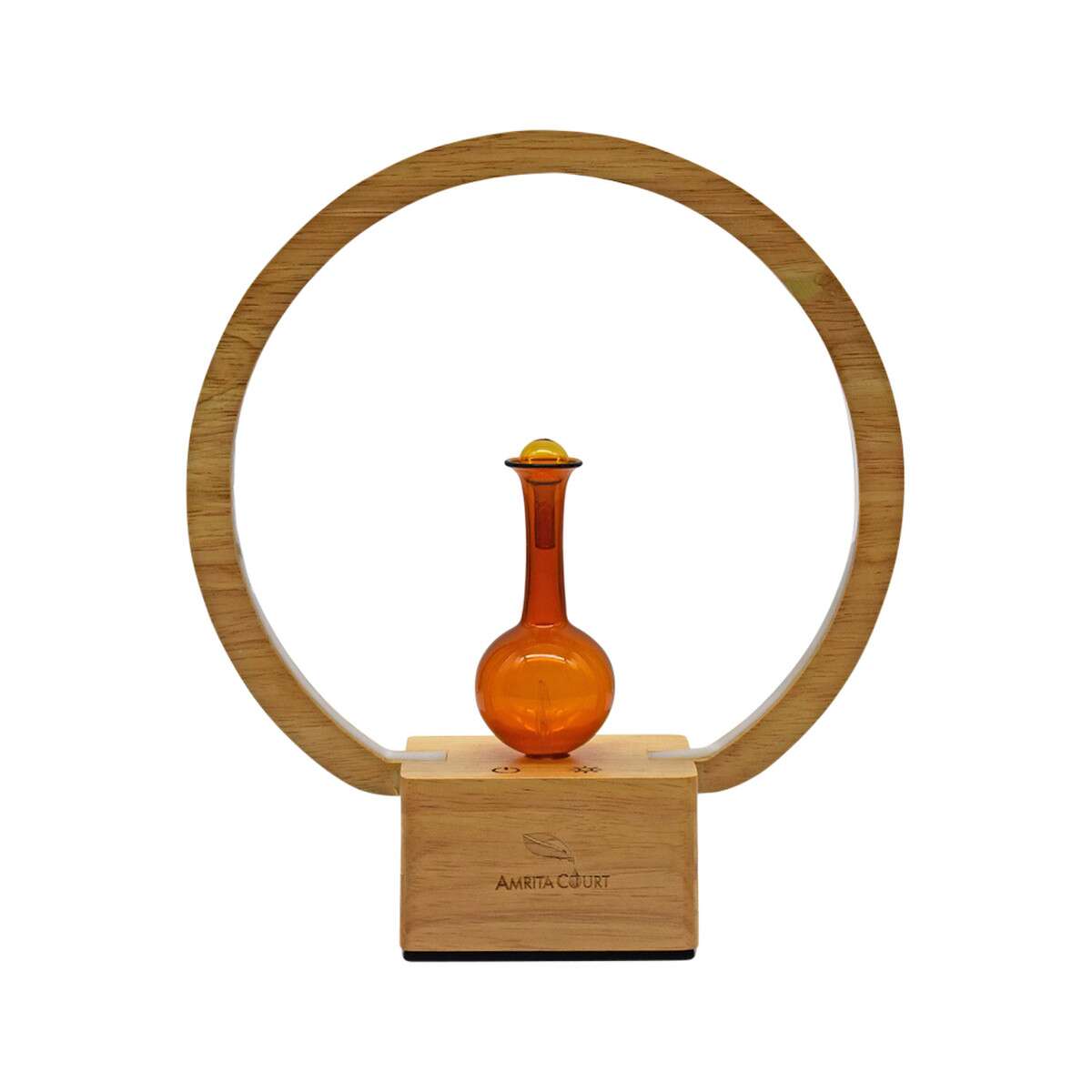 image of Amrita Court Nebuliser (Diffuser) Wooden Base with Ring Light Luna on white background 