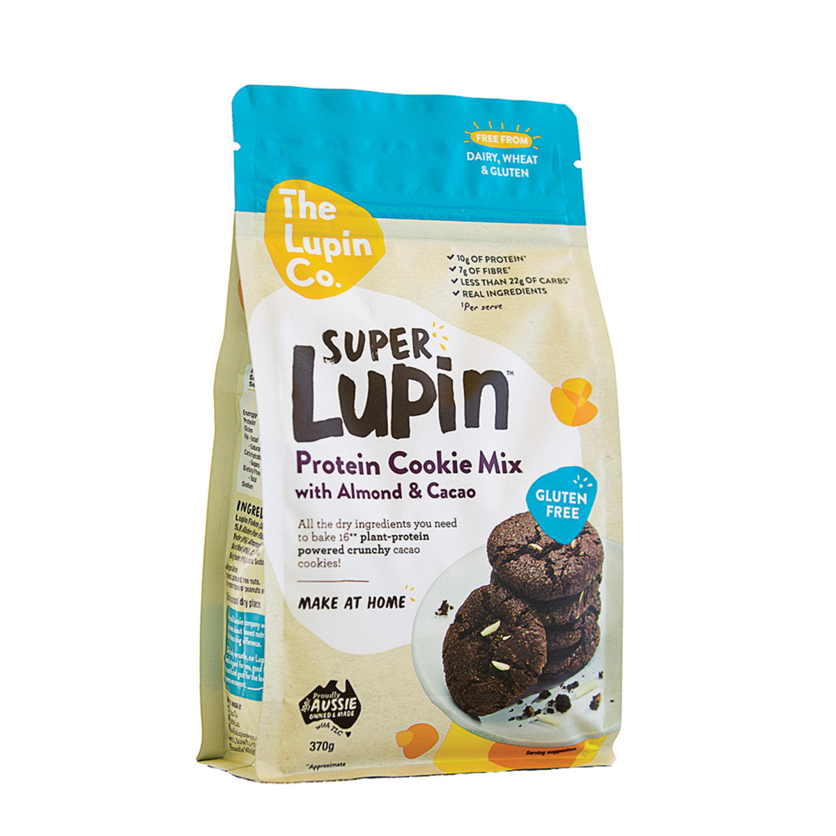 image of The Lupin Co. Super Lupin Protein Cookie Mix with Almond & Cacao 370g on white background