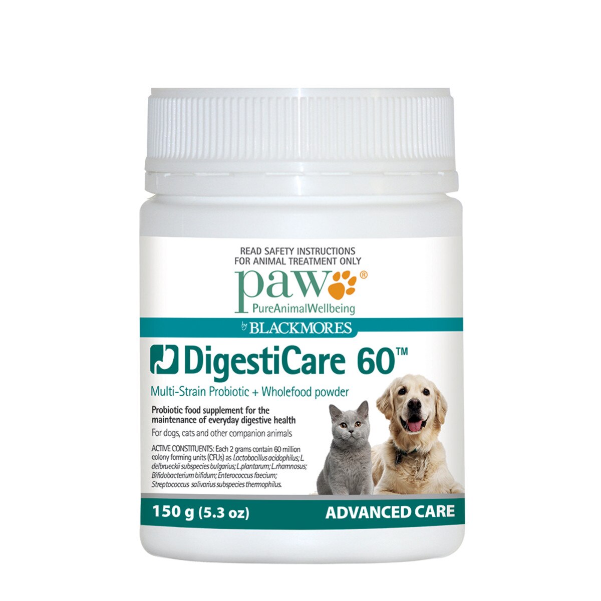 image of PAW By Blackmores DigestiCare Digestive Health (For Dogs & Cats) 150g on white background
