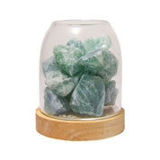 image of Amrita Court Aurora Crystal Diffuser Wooden Base with Light Green Calcite on white background