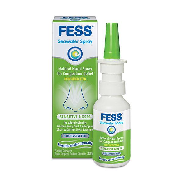 FESS Seawater 30ml Spray bottle and packaging on a white background