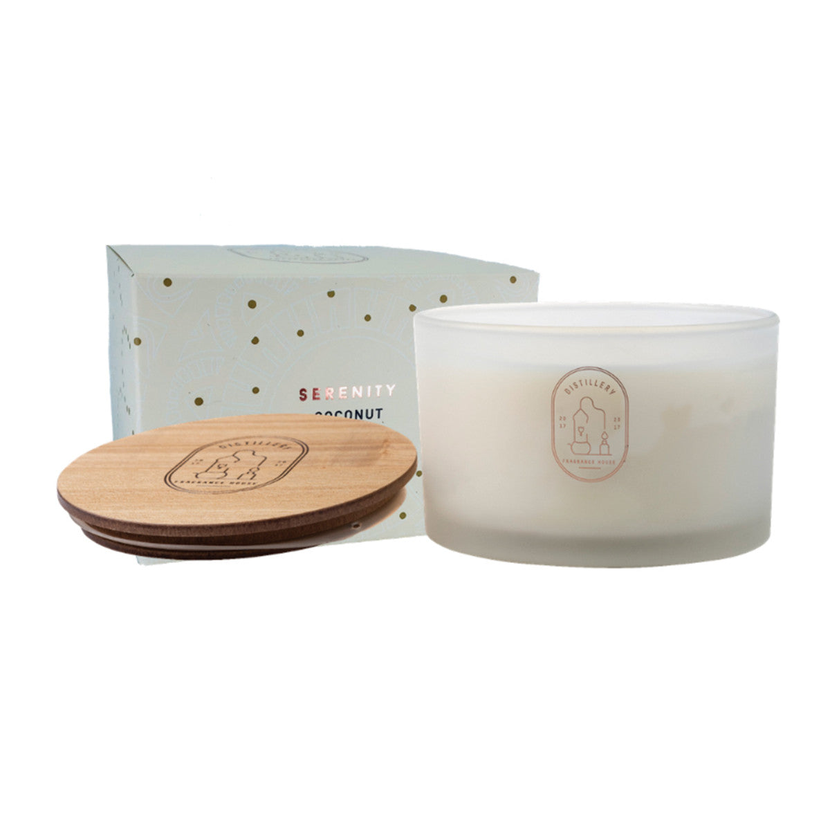 image of Distillery Fragrance House Soy Candle Serenity (Coconut Peach) 450g on white background