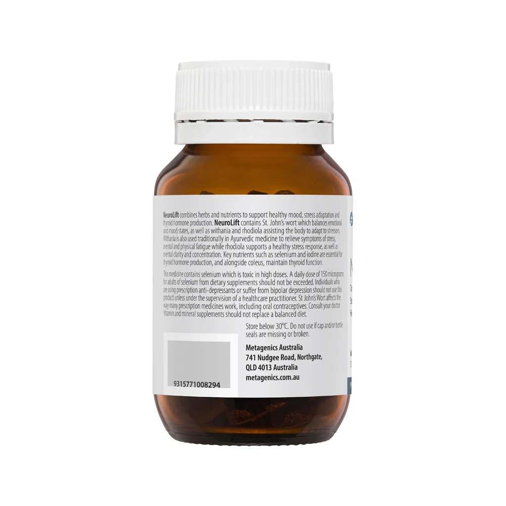 image of Metagenics NeuroLift 60t on white background