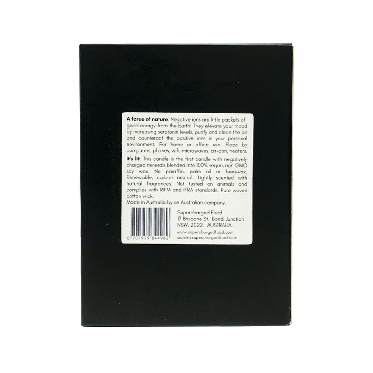image of Supercharged Food Negative Ion Candle Lemongrass & Lime 200ml on white background