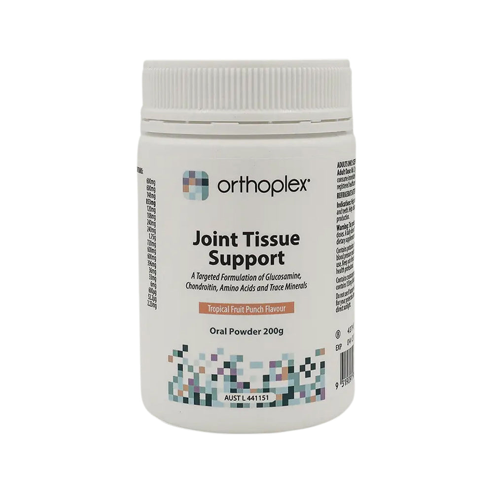 ORTHOPLEX WHITE JOINT TISSUE SUPPORT TROPICAL FRUIT PUNCH ORAL POWDER 200G
with white background 