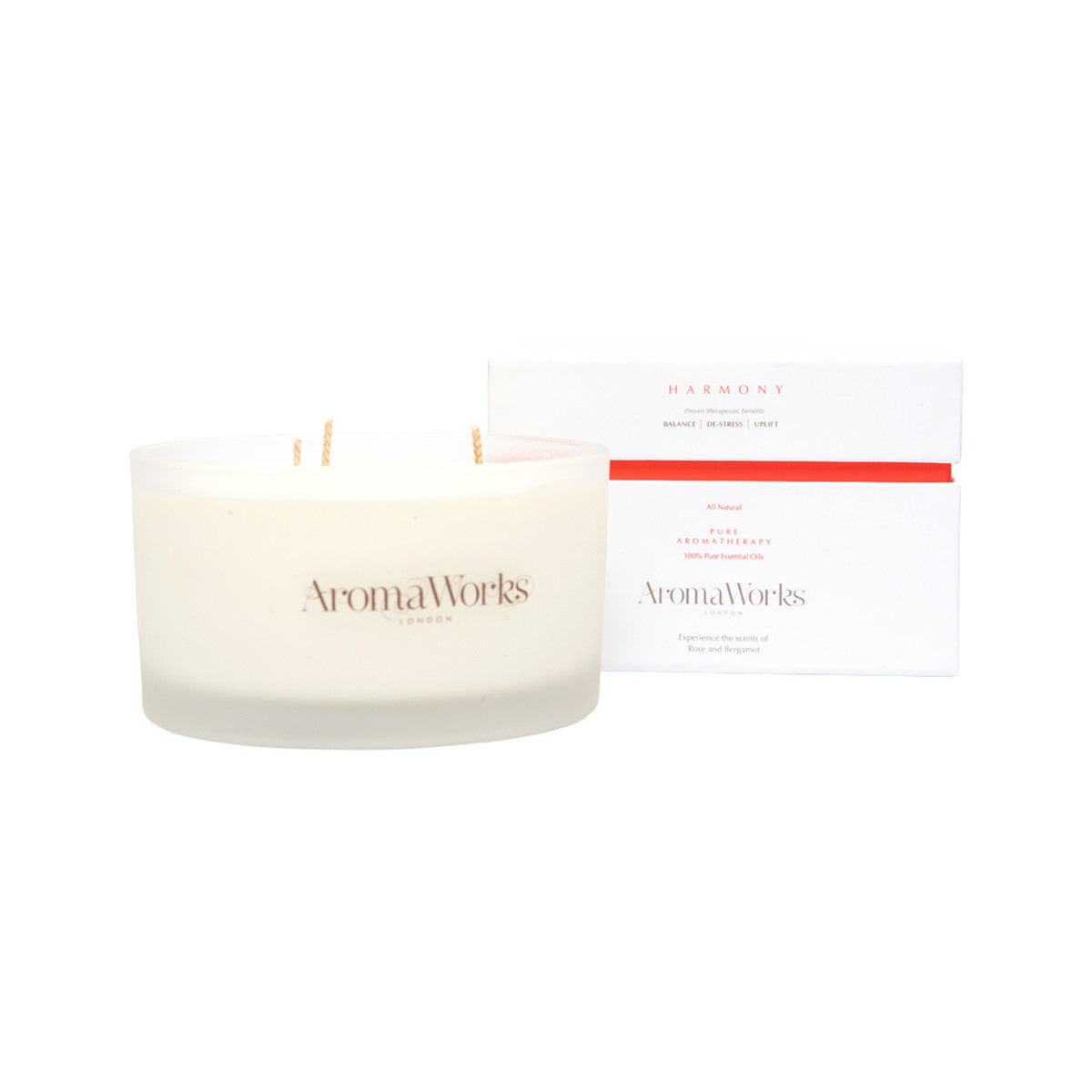 image of AromaWorks 3 Wick Candle Harmony Large 400g on white background