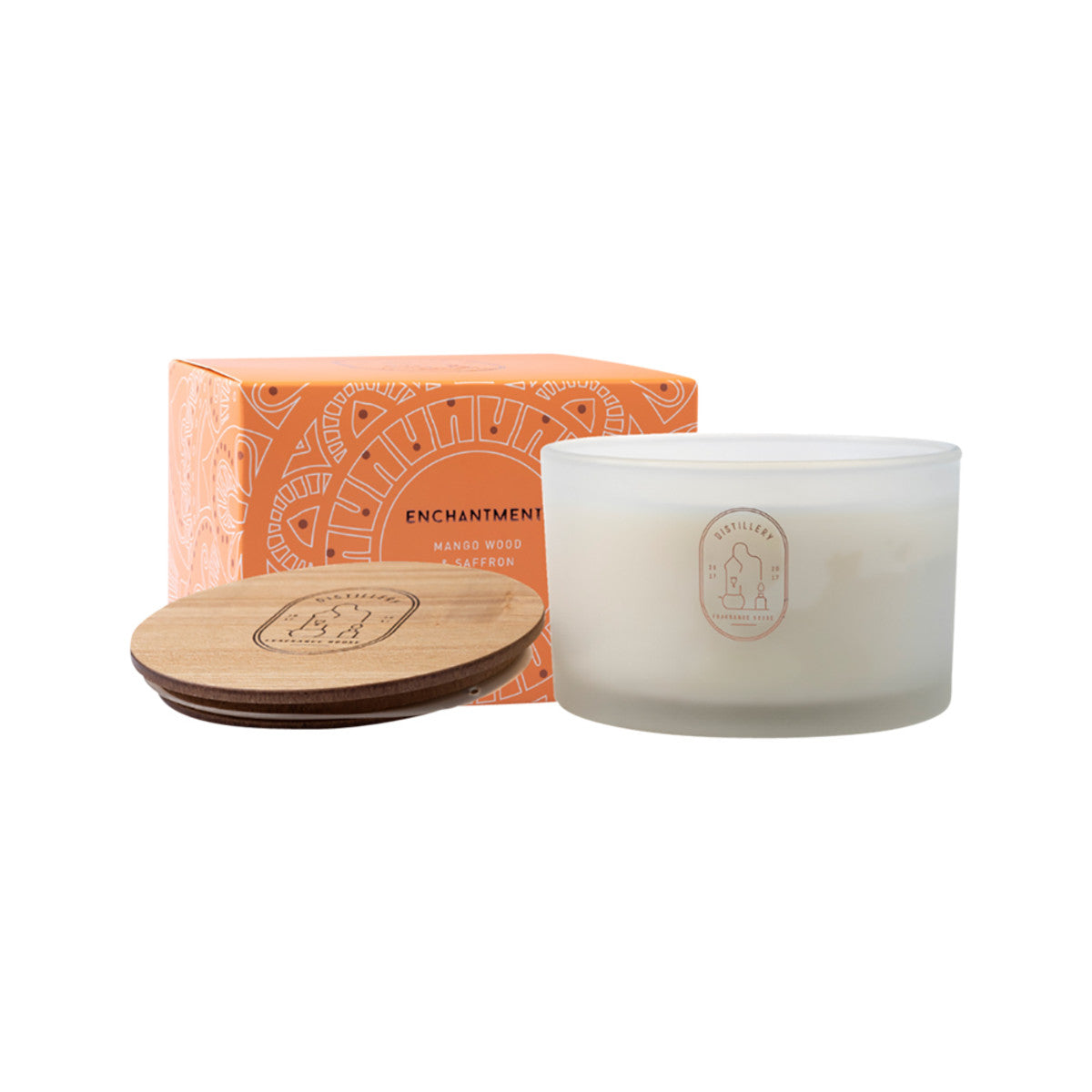 image of Distillery Fragrance House Soy Candle Enchantment (Mango Wood & Saffron) 450g on white background