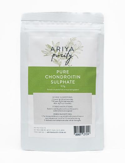 Ariya Purity Pure Chondroitin Sulphate 100g packaging on a white background