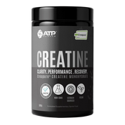 Creatine supplement container 500g with ATP Science branding on a white background