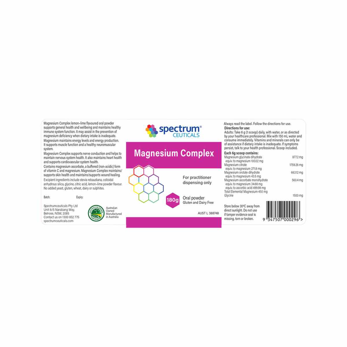 image of Spectrumceuticals Magnesium Complex Oral Powder 180g on whitebackground