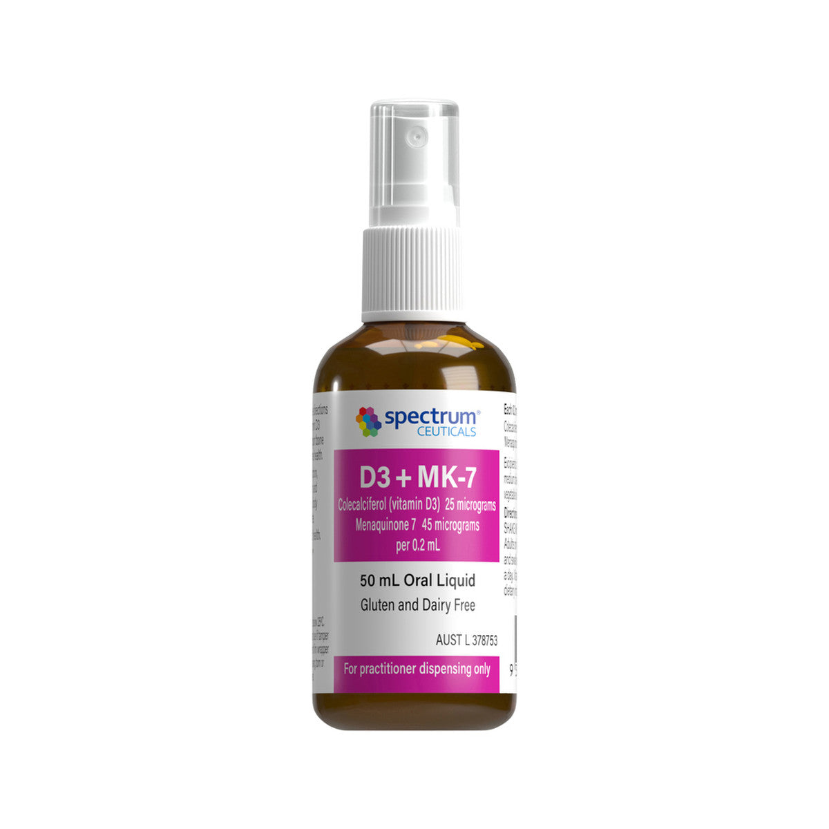 image of Spectrumceuticals D3 + MK-7 Spray Oral Liquid 50ml on white background