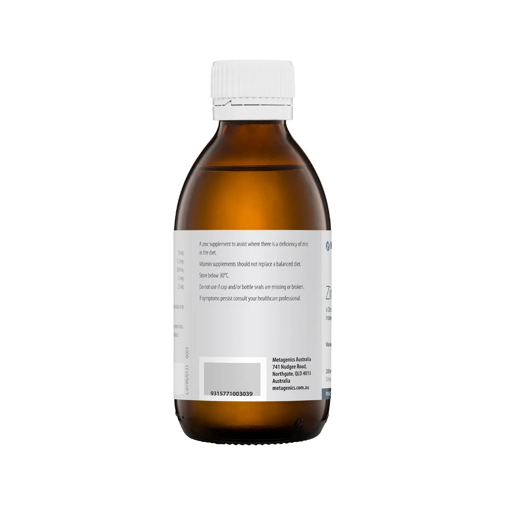 image of Metagenics Zinc Drink Oral Liquid 200ml on white background