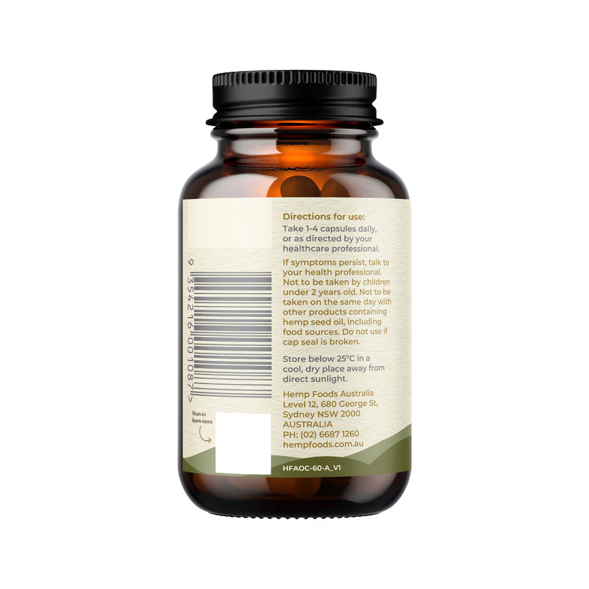 Hemp Foods Australia Plant-Based Omega Hemp Gold Seed Oil Capsules 1000mg 60c