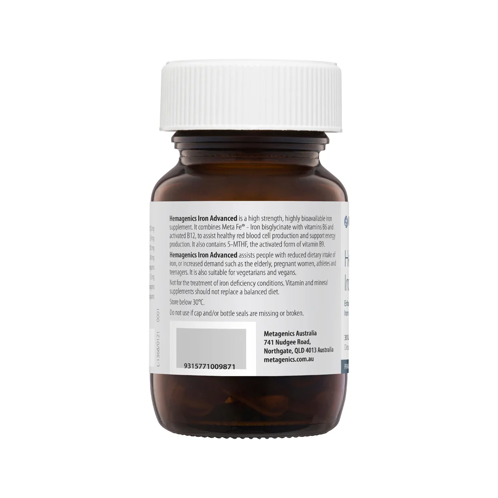 image of Metagenics Hemagenics Iron Advanced 30c on white background