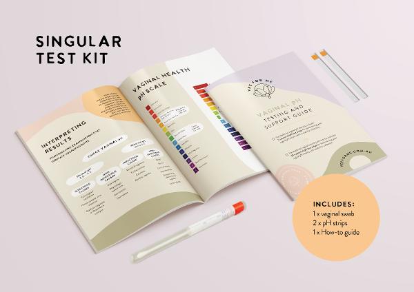 image of VEEFORME SINGLE VAGINAL PH TESTING & SUPPORT GUIDE KIT on white background