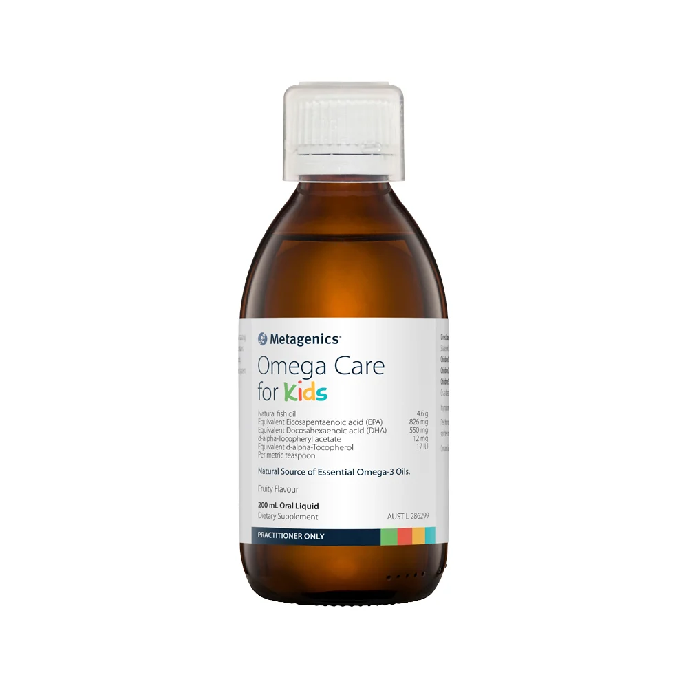image of Metagenics Kids Omega Care for Kids Fruity Oral Liquid 200ml on white background