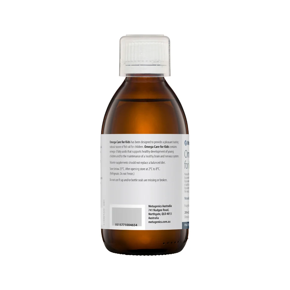 image of Metagenics Kids Omega Care for Kids Fruity Oral Liquid 200ml on white background