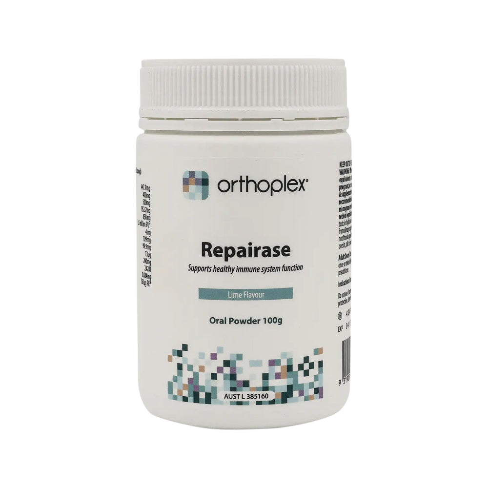 image of ORTHOPLEX WHITE REPAIRASE ORAL POWDER 100G on white background