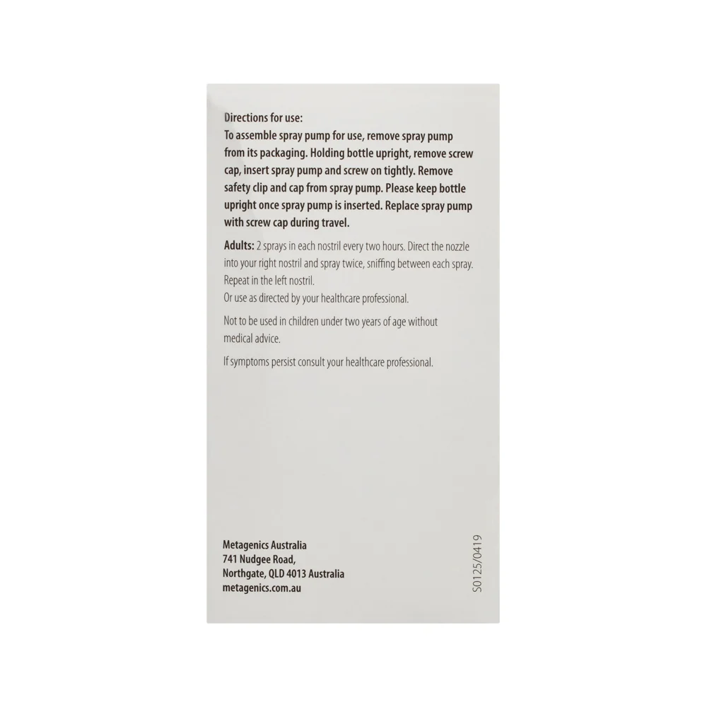 image of Metagenics NasoClear 30 mL nasal spray on white background