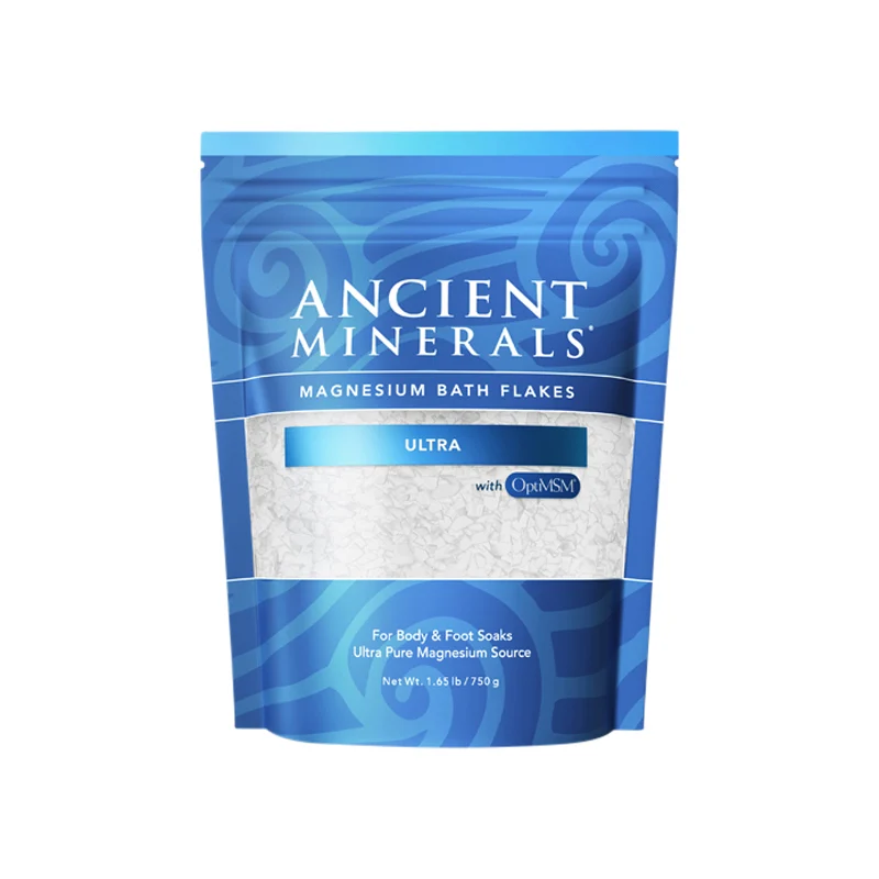 image of Ancient Minerals Magnesium Bath Flakes Ultra (with MSM) 750g on white background