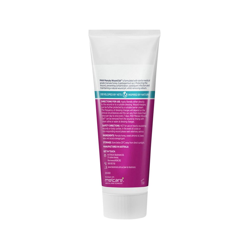 Paw Manuka Wound Gel 100g tube for dogs on a white background