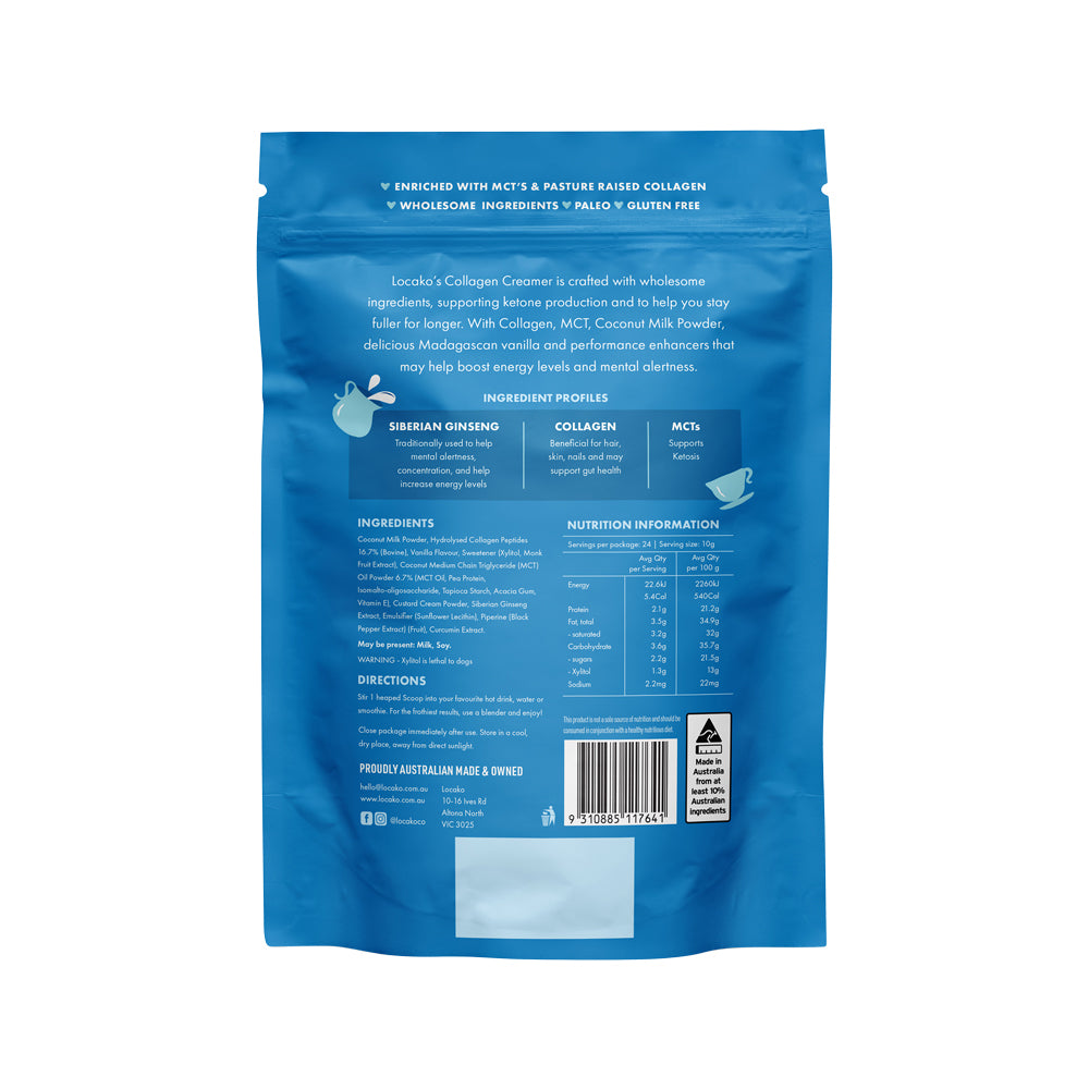 image of Locako Collagen Creamer Performance (Madagascan Vanilla) 240g on white background