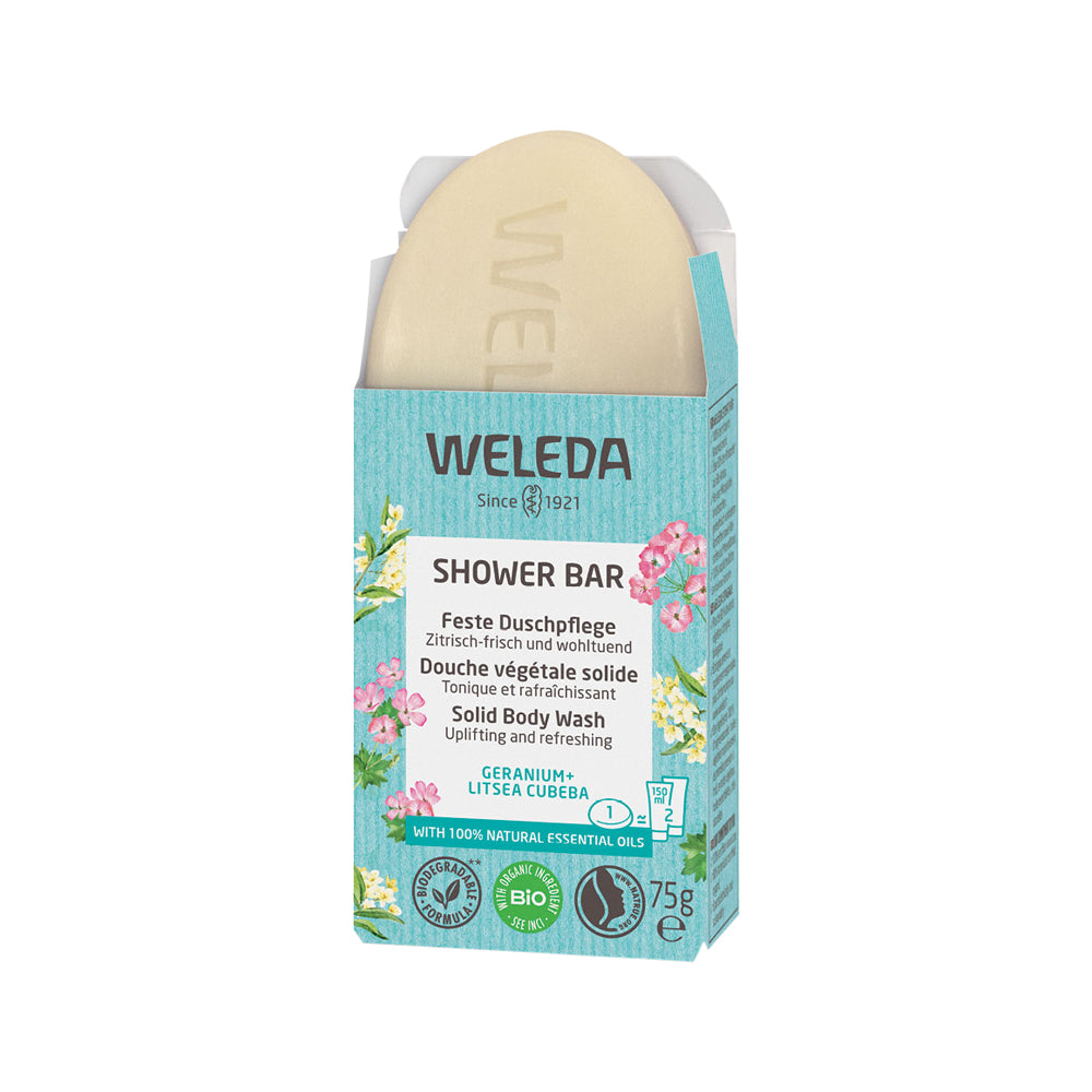 image of Weleda Shower Bar Geranium + Litsea Cubeba on white background