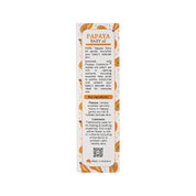Papaya baby oil packaging with text and illustrations on a white background