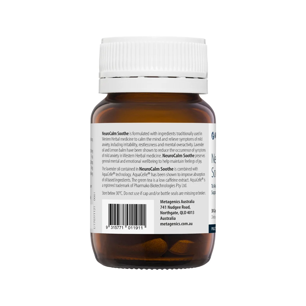 image of Metagenics NeuroCalm Soothe 30c on white background
