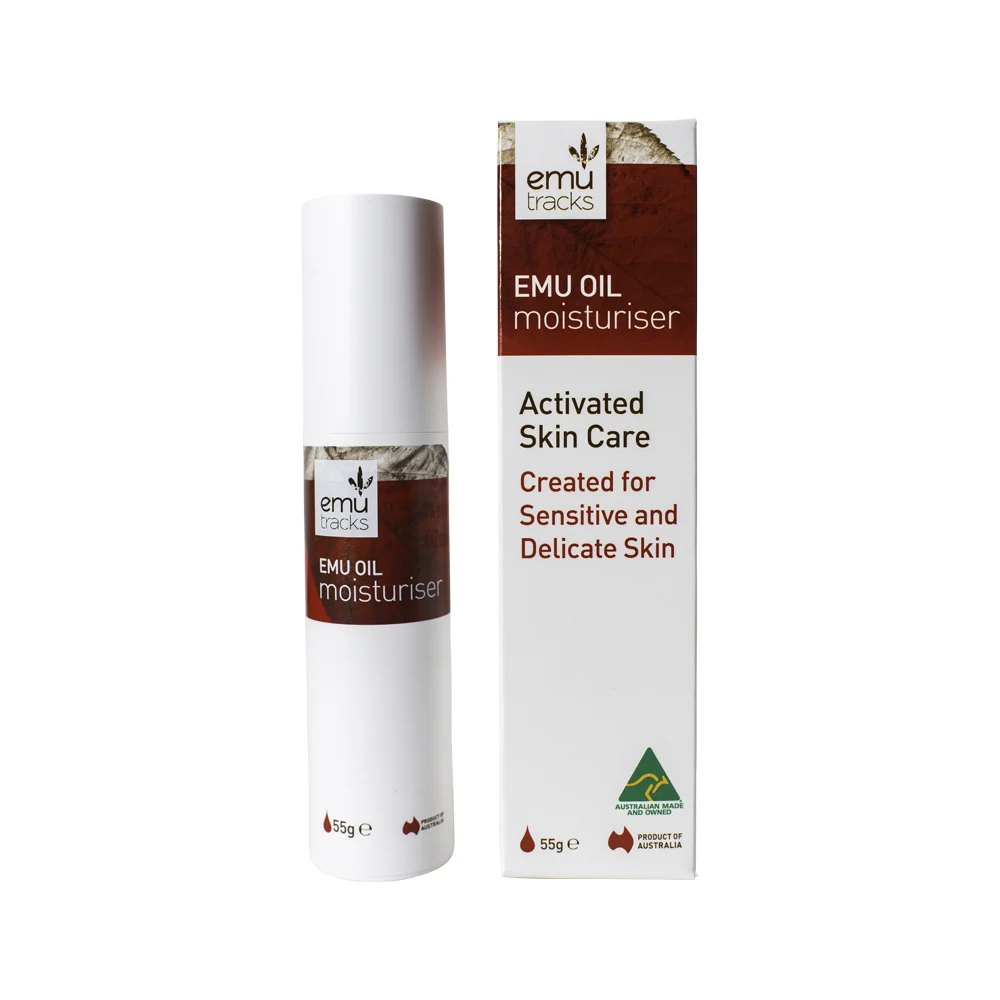 image of Emu Tracks Emu Oil Moisturiser (Activated Skin Care for Sensitive & Delicate Skin) 55g on white background