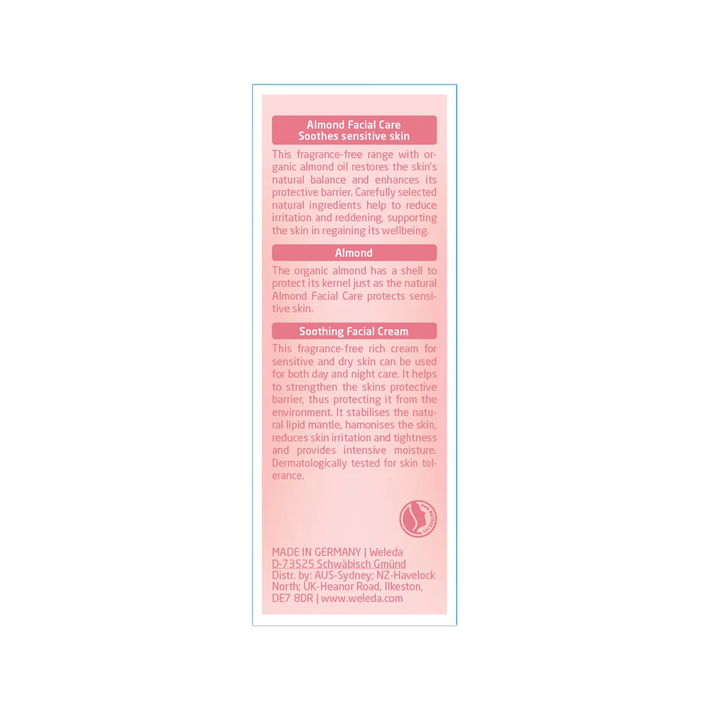image of Weleda Organic Sensitive Facial Cream (Almond) 30ml on white background
