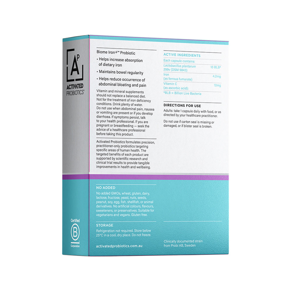image of Activated Probiotics Biome Iron+ Probiotic 30vc on white background