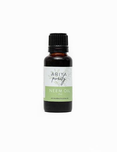 Ariya Purity Neem Oil bottle on a white background
