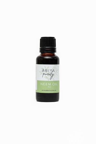 Ariya Purity Neem Oil bottle on a white background