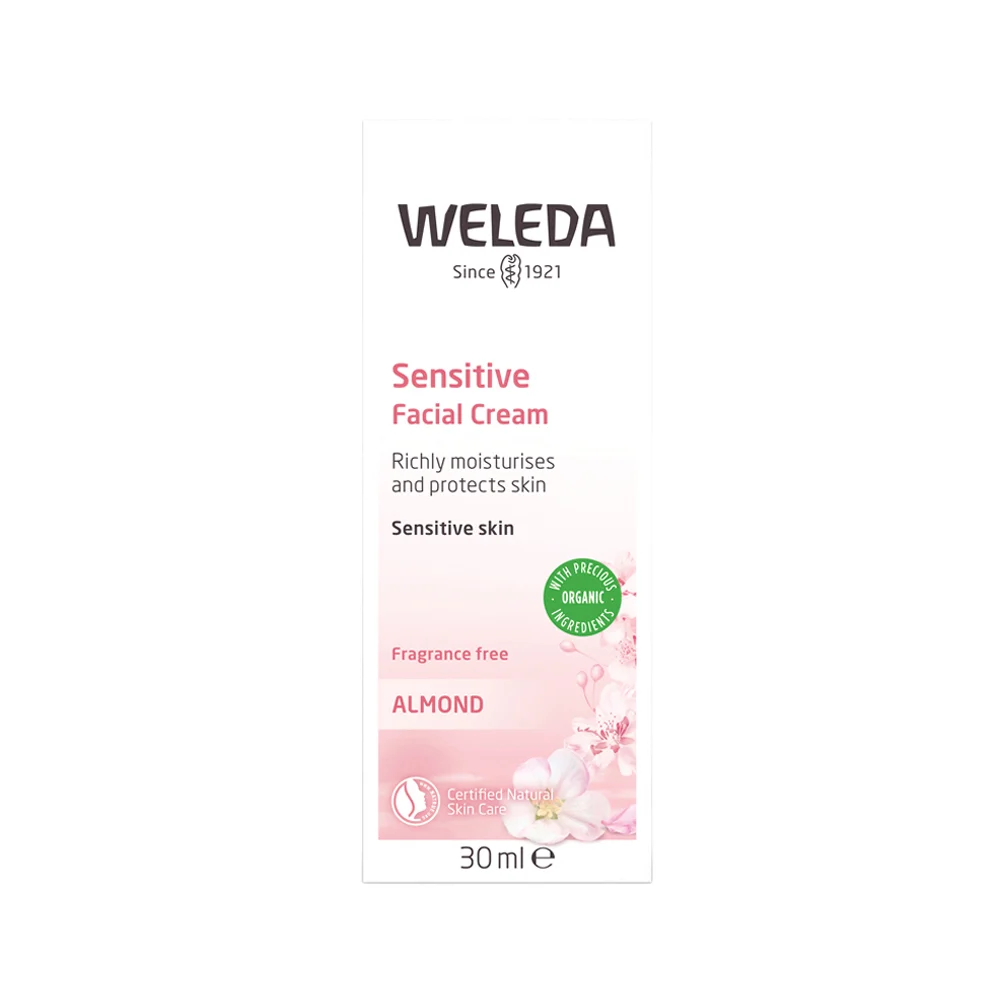 image of Weleda Organic Sensitive Facial Cream (Almond) 30ml on white background