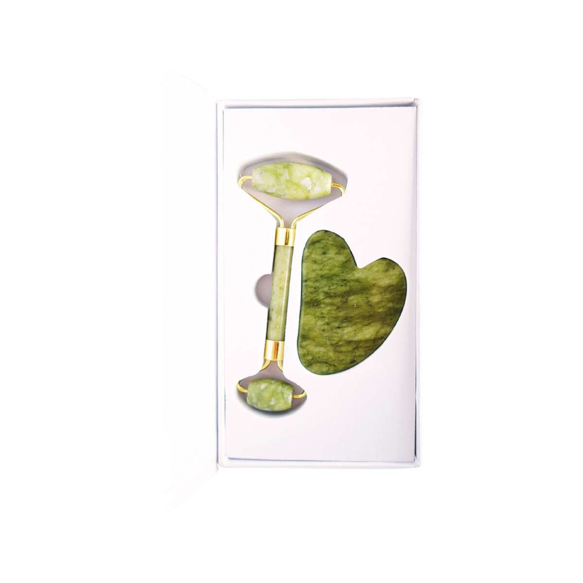image of Healthy Bod. Co Healthy Skin Authentic Green Jade Gua Sha & Dual Face Roller Set on white background