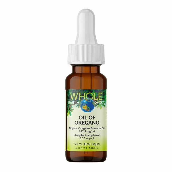 Bottle of Oil of Oregano with a dropper on a white background