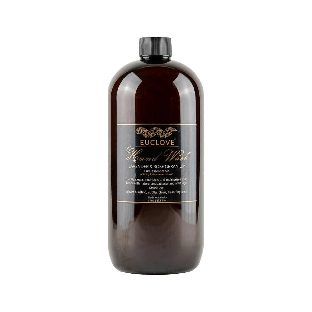 image of Euclove Hand Wash Lavender & Rose Geranium 1L on white background