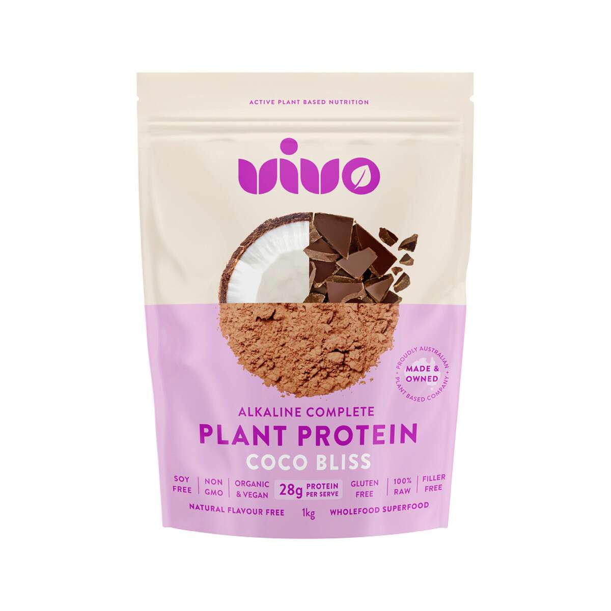 image of Vivo Organic Alkaline Complete Plant Protein Coco Bliss 1kg on white background
