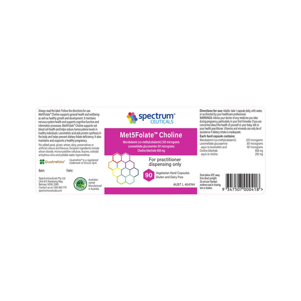 image of Spectrumceuticals Met5Folate Choline 90c on white background