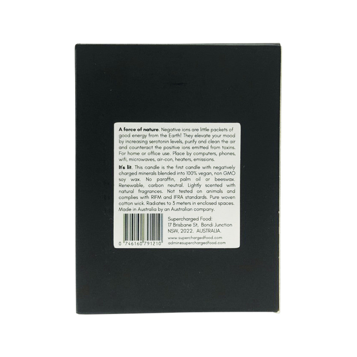 image of Supercharged Food Negative Ion Candle Coconut & Vanilla 200ml on white background