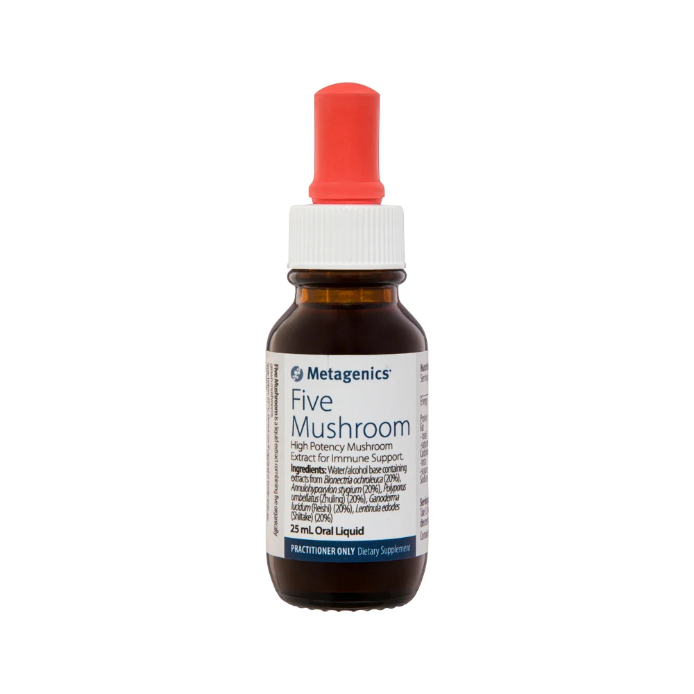 image of Metagenics Five Mushroom Extract Liquid 25ml on white background