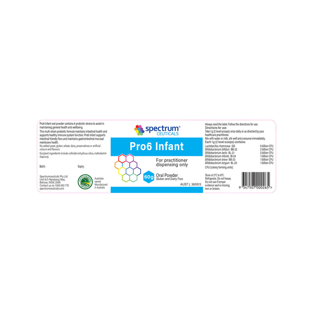 image of Spectrumceuticals Pro6 Infant Oral Powder 60g on white  background