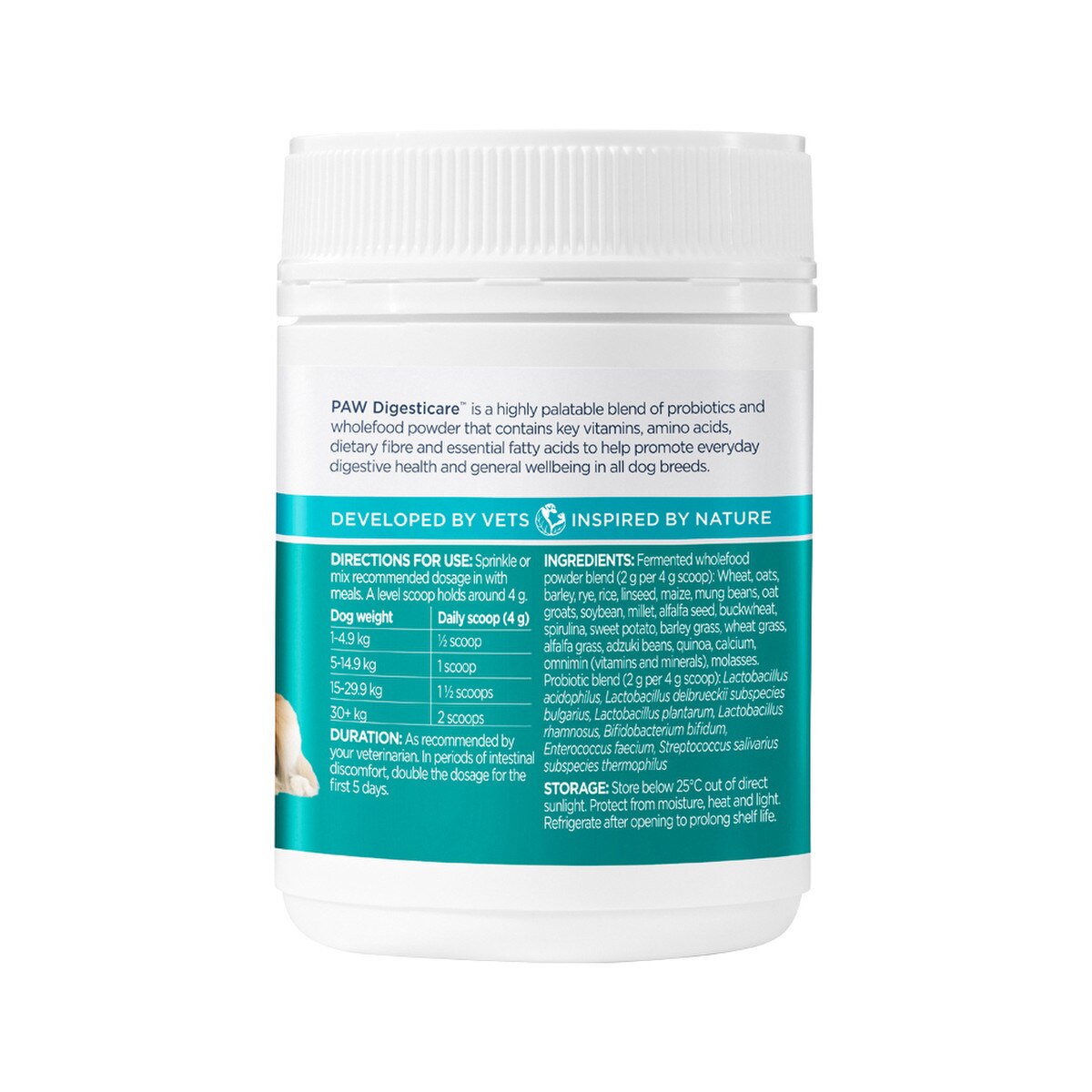 image of PAW By Blackmores DigestiCare Digestive Health (For Dogs & Cats) 150g on white background
