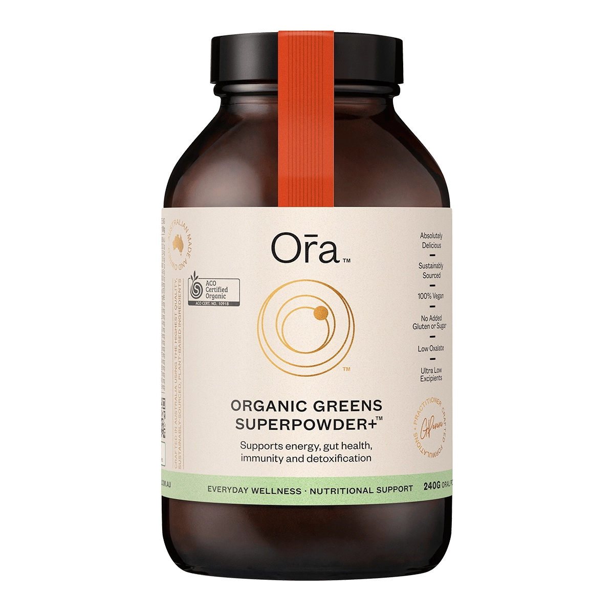 image of Ora Organic Greens Superpowder+  240g on white background
