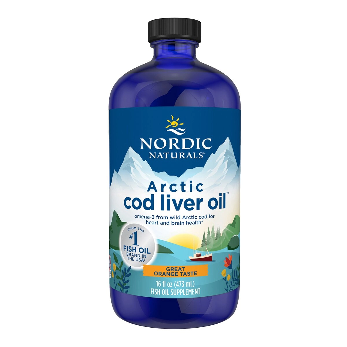 image of Nordic Naturals Arctic Cod Liver Oil on white background